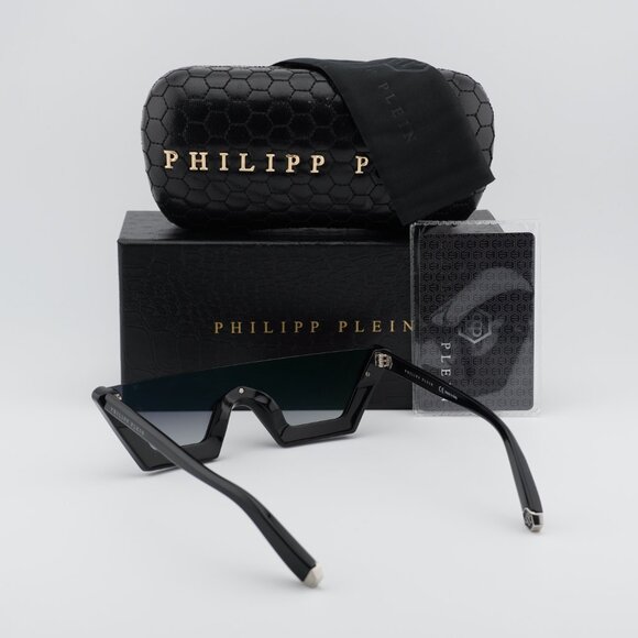 Philipp Plein SPP031S 0700 Shield Sunglasses - Black/Grey - Picture 9 of 11